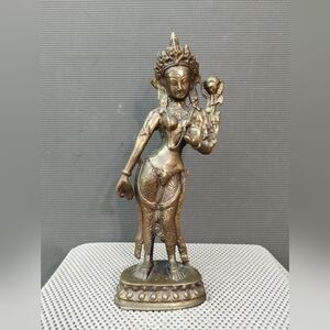 Vintage Brass Hindu Goddess Tara Parvati 12” Statue